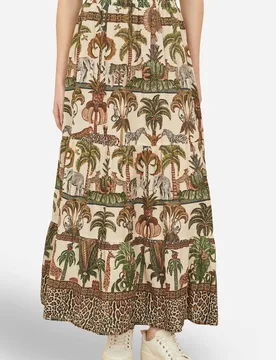 Women's White Cotton Voile Safari Midi Skirt in Ecru Size: 12 - Ecru - Size: 12 - Yumi - FashionsVida