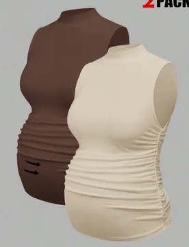 Top ajustado con pliegues de unicolor para maternidad M - Shein - FashionsVida