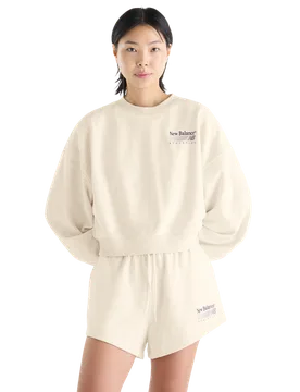 Terry Damen Sweatshirts - Beige - Größe S - Baumwoll-Jersey Beige S - New Balance - FashionsVida