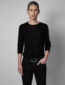 Zadig & Voltaire - Jersey Teiss de hombre en cachemira de color con cuello redondo - Zadig & Voltaire - FashionsVida