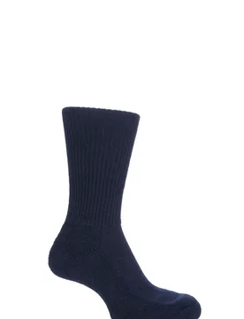 Pair Navy of London Alpaca Ribbed Boot Socks With Cushioning Unisex 4-7 Unisex - - Blue - Size: 4-7 Unisex - SOCKSHOP of London - FashionsVida