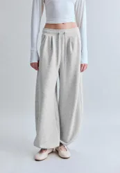 Weiche Barrel-Jogginghose mit Stoppern Grau Melange XS