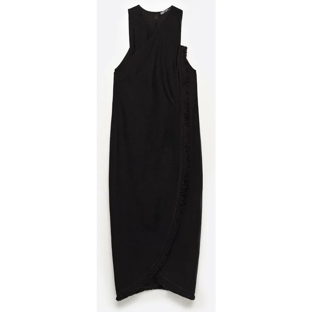 Vestido midi cruzado con flecos - Bimba y Lola - FashionsVida