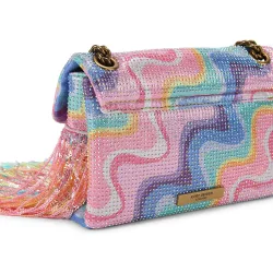 Bolso de hombro mini con lentejuelas y detalle de flecos
