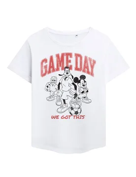 Women's Mickey Friends Game Day Fashion T-Shirt, White Size: XL - White - Size: XL - Disney - FashionsVida