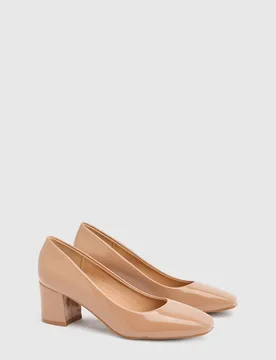 Women's Bonita Faux Patent Leather Medium Block Heel Court Shoes in Blush Size: 8 - Blush - Size: 8 - Dorothy perkins - FashionsVida