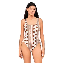 Geometric Print Square Neckline Swimsuit Printed M Women