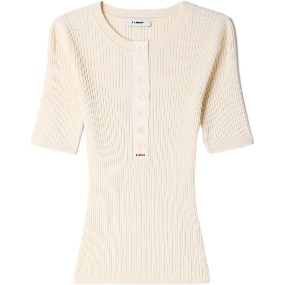 Jersey de punto de mujer de canalé abotonado - sandro - FashionsVida