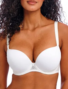 Womens Fascinate Moulded Plunge T-Shirt Bra - White Polyamide - Size 32g - Freya - FashionsVida