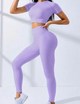 Conjunto deportivo de manga raglán sin costuras, de alta elasticidad, para entrenamiento - Conjunto de mujeres para entrenamiento, Conjunto de mallas - Shein - FashionsVida