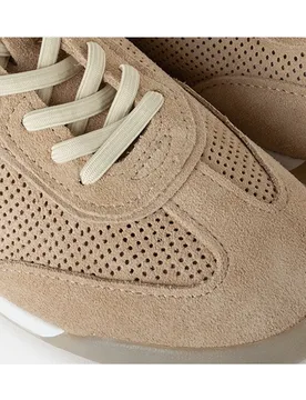 Zapatillas deportivas de mujer confeccionadas en velour con piezas en piel - Farrutx - FashionsVida