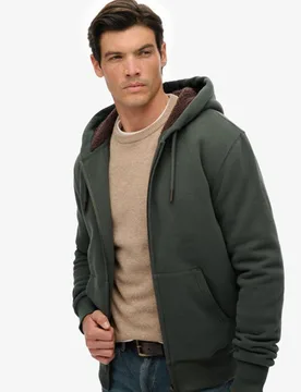 Superdry Herren Borg-gefütterter Zip-hoodie Green - Größe: Xxl - 99.99 - FashionsVida