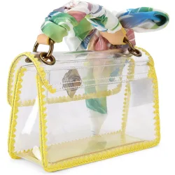 Bolso mini de mujer transparente con fular