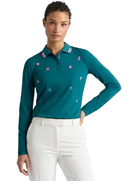 Polo Icon Embroidered Tech Pique, langarm, dunkelgruen l - G/FORE - FashionsVida