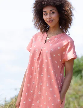 Womens Chettle Slub Weave Dress Coco Palm - Orange - Size 14 Uk - Kite Clothing - FashionsVida