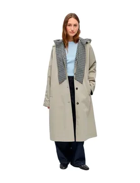 Trench-coat Holly Opal Grey / Checks Carafe / Macedamia 36 - Vila - FashionsVida