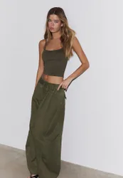 Barrel-Hose aus 100 % Baumwolle Khaki 34