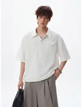 New Style Men's Minimalist Old Money Style Lycra Linen Polo Shirt Loose Short-Sleeved Shirt - Aliexpress - FashionsVida