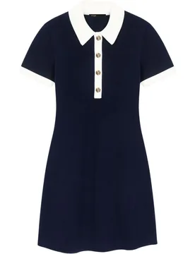 Vestido corto polo de algodón acanalado con acabados contraste - Maje - FashionsVida