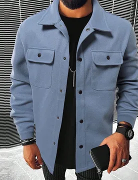 Abrigo largo de manga larga con botones y bolsillo con solapa para hombres, otoño e invierno L - Shein - FashionsVida