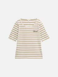 T-Shirt Gestreift Braun XL