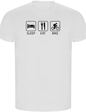 Maglietta A Maniche Corte Sleep Eat And Bike Eco White - Kruskis - FashionsVida