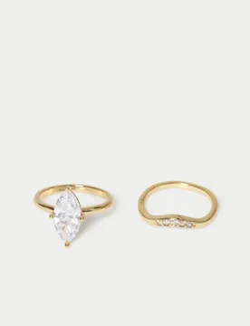 Ct Gold Plated 2 Pack Pear Rings Gold female - M&S - FashionsVida