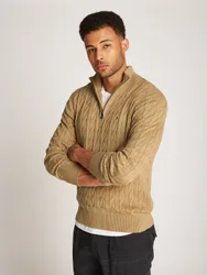 CLASSIC COTTON CABLE ZIP MOCK male