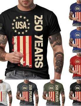 Fashion 250th Anniversary Commemorative Flag Print Men's T Shirts O Neck Short Sleeve Top Independence Day Casual Mens Tee Shirt - Aliexpress - FashionsVida