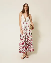 Robe longue jacquard avec imprimé