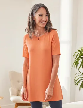 Longshirt Viskose-Jersey - Koralle - female - Size: 50 - Avena - FashionsVida
