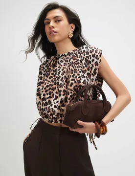 Animal Print Bubble Hem T-Shirt Brown Mix female - River Island - FashionsVida