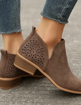 Botas Chelsea de moda para mujer, cómodas y estilizadas, estilo western con cremallera trasera, diseño transpirable y hueco multicolor CN42 - Shein - FashionsVida