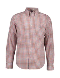 Regular Fit Pure Cotton Poplin Checked Shirt Red male