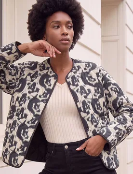 Women's Soft Printed Quilted Jacket in Ivory Size: 20 - Ivory - Size: 20 - Roman - FashionsVida