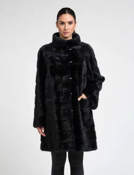 Abrigo de pelo de mujer de visón reversible gabardina - De la Roca - FashionsVida