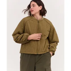 Chaqueta de mujer corta con mangas raglan mangas ranglan con fruncidos y elástico en el bajo