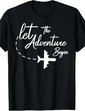 Let The Adventure Begin Airplane Graphic T-Shirt 100% Cotton O-Neck Short Sleeve Summer Casual Mens T-shirt Streetwear - Aliexpress - FashionsVida