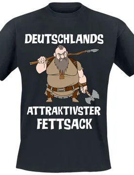 T-Shirt - Deutschlands attraktivster Fettsack - L bis 3XL - für Männer - Größe L - schwarz - Männer - male - Sprüche - FashionsVida