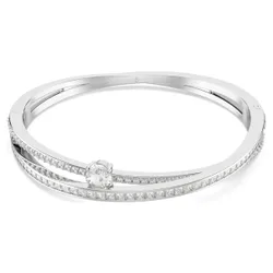 Bracciale rigido Hyperbola, Taglio misto, Bianco, Placcato rodio S