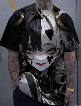 Summer Harajuku Top Short Sleeved Cartoon Tattoo Girl Pattern 3D Printed Men's T-shirt Men's Oversized Sportswear Bad Girl - Aliexpress - FashionsVida