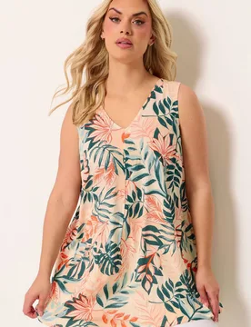 Women's Tropical Print Cami Vest Top in Nude Size: 14 - Nude - Size: 14 - Yours - FashionsVida