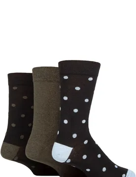 Mens 3 Pair SOCKSHOP 100% Recycled Cotton Polka Dot Patterned Socks Spots Black 7-11 - Assorted - Size: 7-11 Mens - TORE - FashionsVida