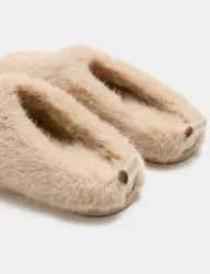 Faux Fur Back Tab Mule Slippers Mink female