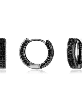 Iced Out CZ Hoop Earrings Black Gun Plated Micro Pave Zircon Ear Buckles Hip Hop Unisex Bling Streetwear Fashion Ear Jewelry - Aliexpress - FashionsVida