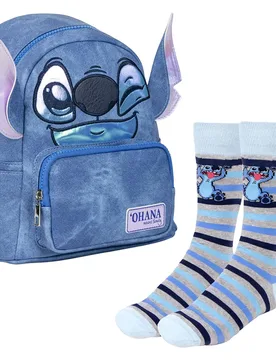 Ensemble Sac à Dos Décontracté Et Chaussettes Rayées Design Pk7978 Stitch 3.5l Blue One Size unisex - Cerda Stitch - FashionsVida