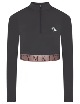 Womens Impact Zip Crop Top In Slate/peach - Size 14 Uk - Gym king - FashionsVida