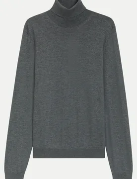 Black Slim-Fit Rollkragenpullover aus Merinowolle Grau M - BOSS - FashionsVida