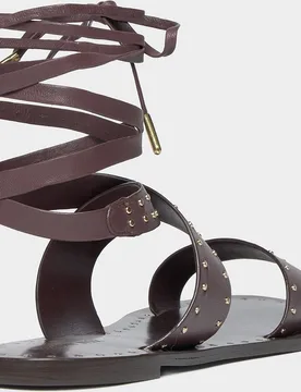 Sandalias planas de mujer de piel con tiras - Brownie - FashionsVida