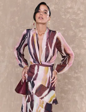 Blusa de mujer con diseño cruzado estampada - MIPHAI - FashionsVida
